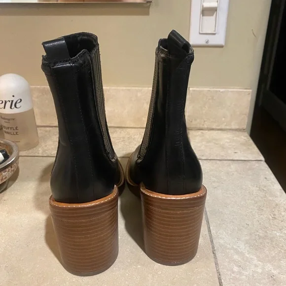 Marc Fisher Black Leather Ankle Boots - Picture 3 of 5